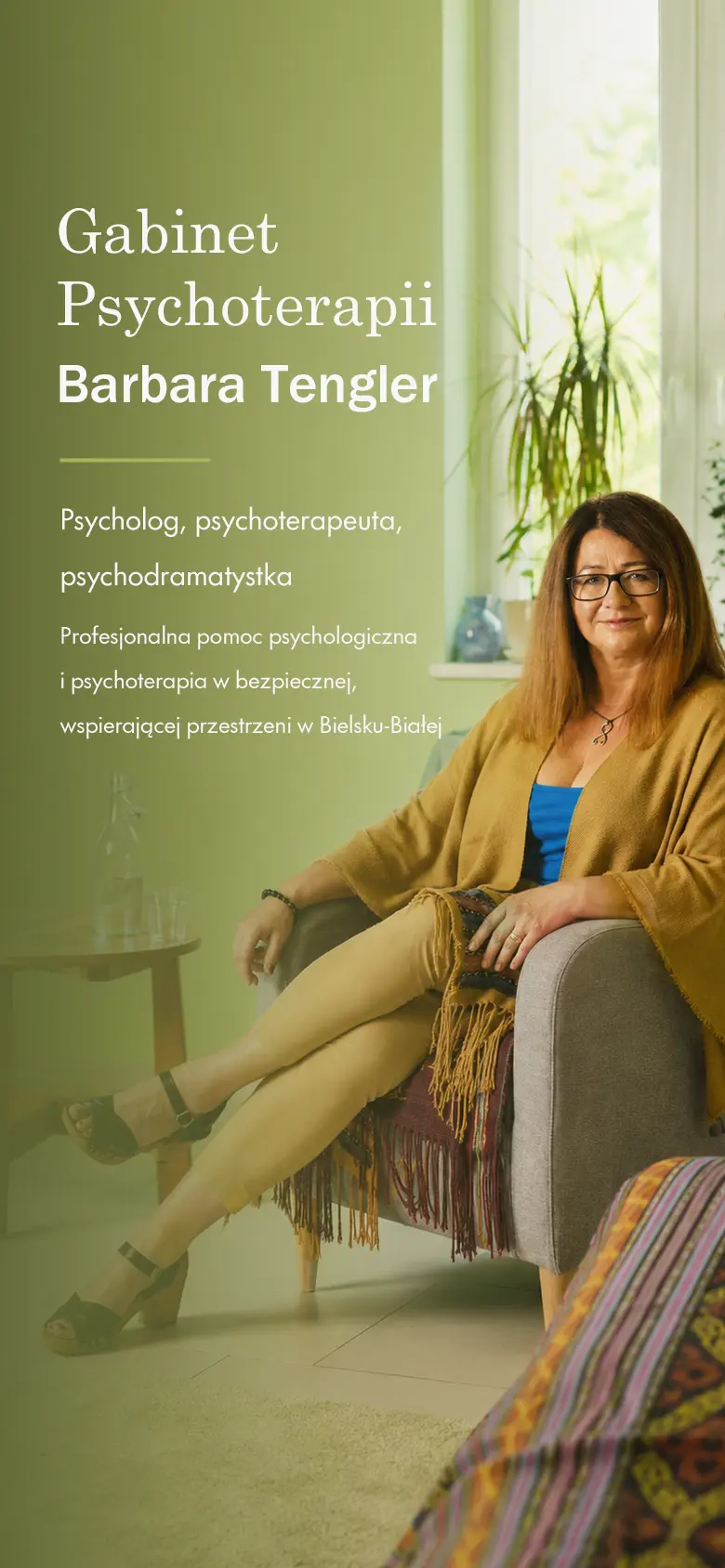Barbara Tengler – psycholog i psychoterapeuta w gabinecie w Bielsku-Białej